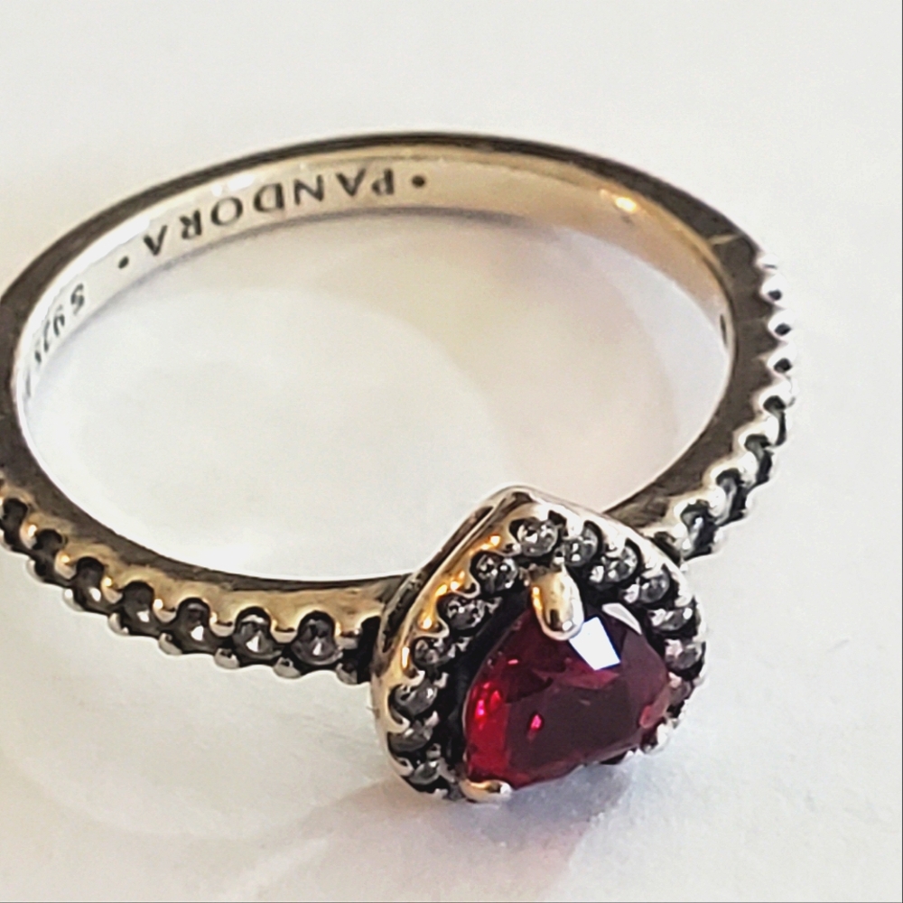 Authentic New Pandora Elevated Red Heart Ring S92… - image 8